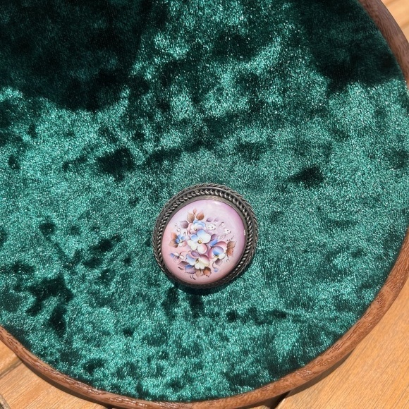 Russian Rostov Finift Filigree Silver Tone Enamel Hand Painted Flowers Brooch - Picture 5 of 12